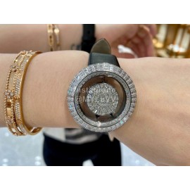 Jacob Co Fashion Diamonds Black Strap Watch For Women