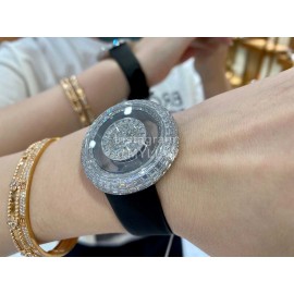 Jacob Co Fashion Diamonds Black Strap Watch For Women