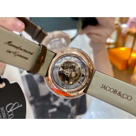 Jacob Co Fashion Diamonds Brown Strap Watch For Women