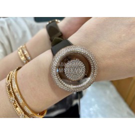 Jacob Co Fashion Diamonds Brown Strap Watch For Women