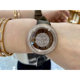 Jacob Co Fashion Diamonds Brown Strap Watch For Women