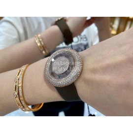 Jacob Co Fashion Diamonds Brown Strap Watch For Women