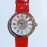 Jacob Co Leather Strap Colourful Diamonds Watch Red
