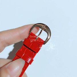 Jacob Co Leather Strap Colourful Diamonds Watch Red