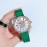 Jacob Co Leather Strap Colourful Diamonds Watch Green
