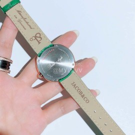 Jacob Co Leather Strap Colourful Diamonds Watch Green