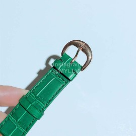 Jacob Co Leather Strap Colourful Diamonds Watch Green