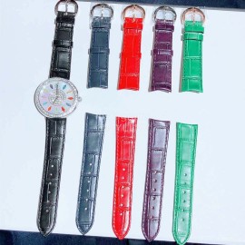 Jacob Co Leather Strap Colourful Diamonds Watch Black