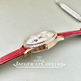 Jaeger Lecoultre 316 Refined Steel Leather Strap Watch For Women Red