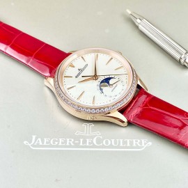 Jaeger Lecoultre 316 Refined Steel Leather Strap Watch For Women Red