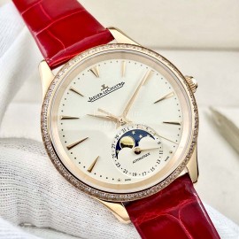 Jaeger Lecoultre 316 Refined Steel Leather Strap Watch For Women Red