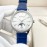 Jaeger Lecoultre 316 Refined Steel Leather Strap Watch For Women Blue