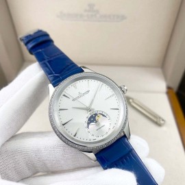Jaeger Lecoultre 316 Refined Steel Leather Strap Watch For Women Blue