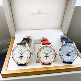 Jaeger Lecoultre 316 Refined Steel Blue Leather Strap Watch For Women