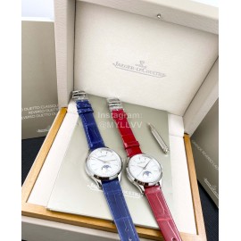 Jaeger Lecoultre Leather Strap 316 Refined Steel Watch For Women Blue