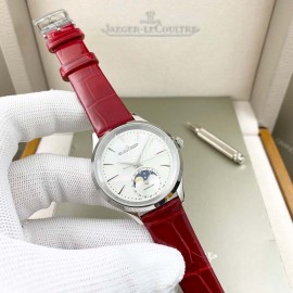 Jaeger Lecoultre Leather Strap 316 Refined Steel Watch For Women Red