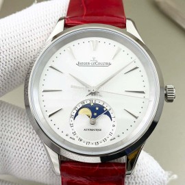 Jaeger Lecoultre Leather Strap 316 Refined Steel Watch For Women Red