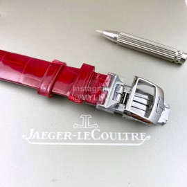 Jaeger Lecoultre Leather Strap 316 Refined Steel Watch For Women Red