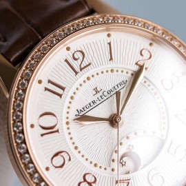 Jaeger Lecoultre Leather Strap 34mm Dial Diamond Watch Brown