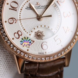 Jaeger Lecoultre Leather Strap 34mm Dial Diamond Watch Brown