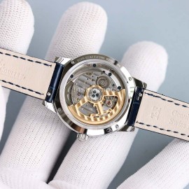 Jaeger Lecoultre Leather Strap 34mm Dial Diamond Watch Navy