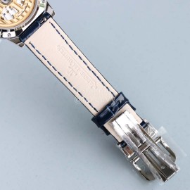 Jaeger Lecoultre Leather Strap 34mm Dial Diamond Watch Navy