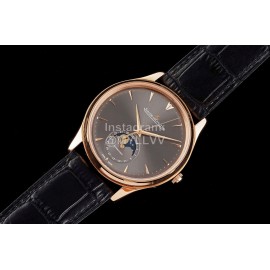 Jaeger Lecoultre Sapphire Crystal Glass 39mm Dial Leather Strap Watch