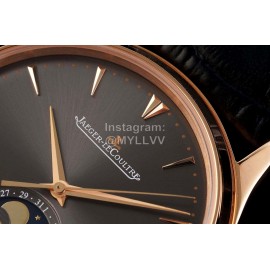 Jaeger Lecoultre Sapphire Crystal Glass 39mm Dial Leather Strap Watch