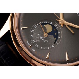 Jaeger Lecoultre Sapphire Crystal Glass 39mm Dial Leather Strap Watch