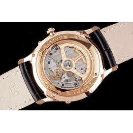 Jaeger Lecoultre Sapphire Crystal Glass 39mm Dial Leather Strap Watch