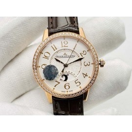 Jaeger Lecoultre 34mm Dial Diamond Leather Strap Watch