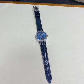 Jaeger Lecoultre Sapphire Glass Leather Strap Watch Dark Blue