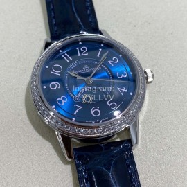 Jaeger Lecoultre Sapphire Glass Leather Strap Watch Dark Blue