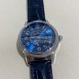 Jaeger Lecoultre Sapphire Glass Leather Strap Watch Dark Blue