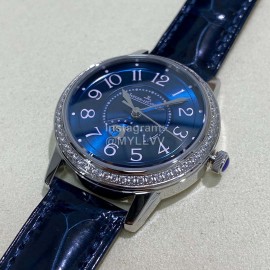 Jaeger Lecoultre Sapphire Glass Leather Strap Watch Dark Blue