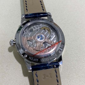 Jaeger Lecoultre Sapphire Glass Leather Strap Watch Dark Blue