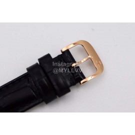 Jaeger Lecoultre Diamond Dial Leather Strap Watch Black