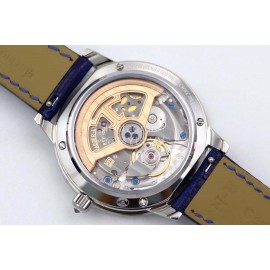 Jaeger Lecoultre Diamond Dial Leather Strap Watch Navy