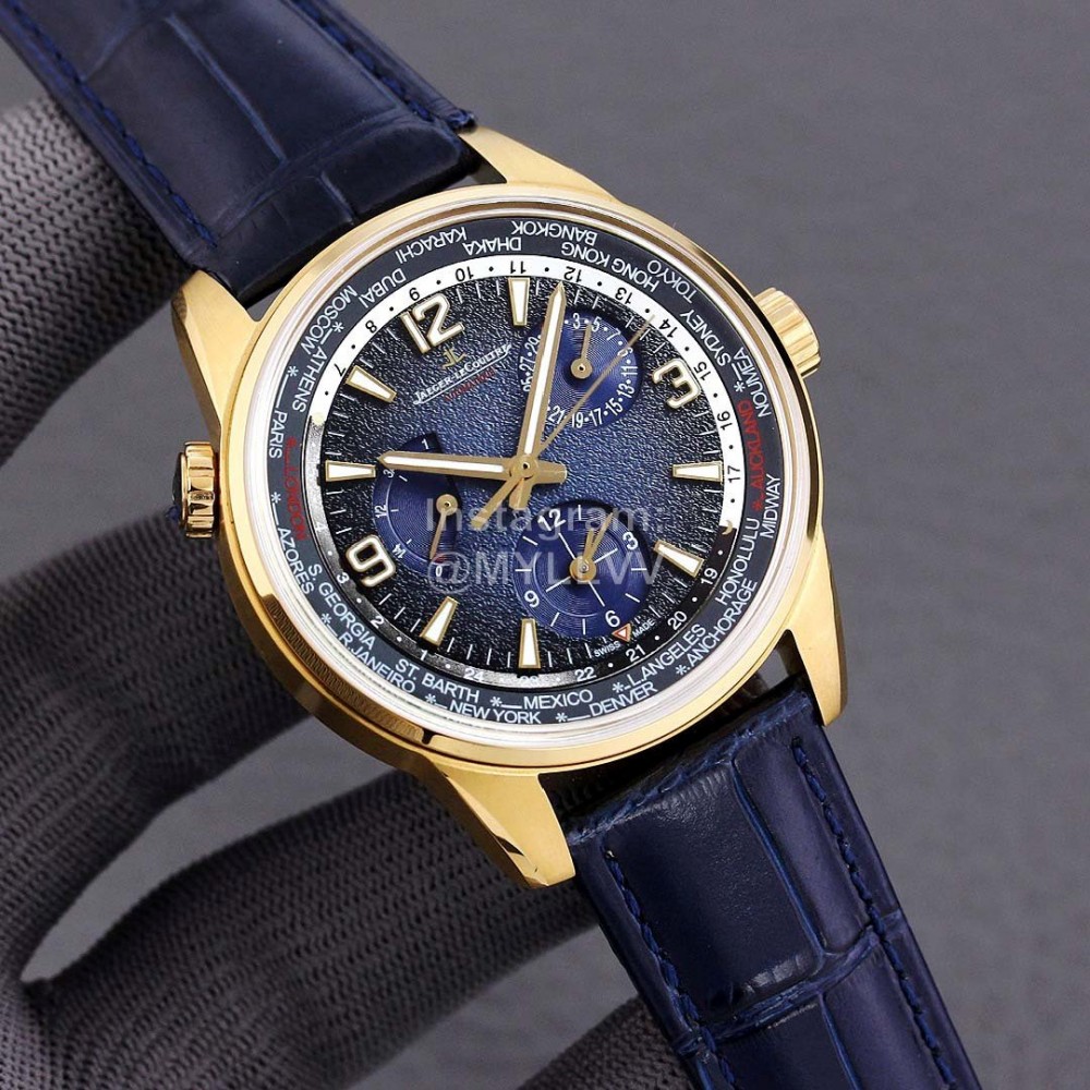 Jaeger Lecoultre Geographic Wt 42mm Dial Watch Gold