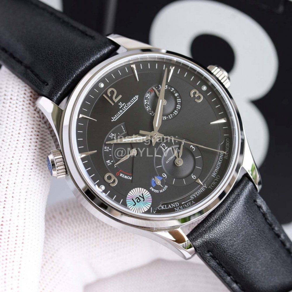 Jaeger Lecoultre 43mm Dial Leather Strap Watch Black