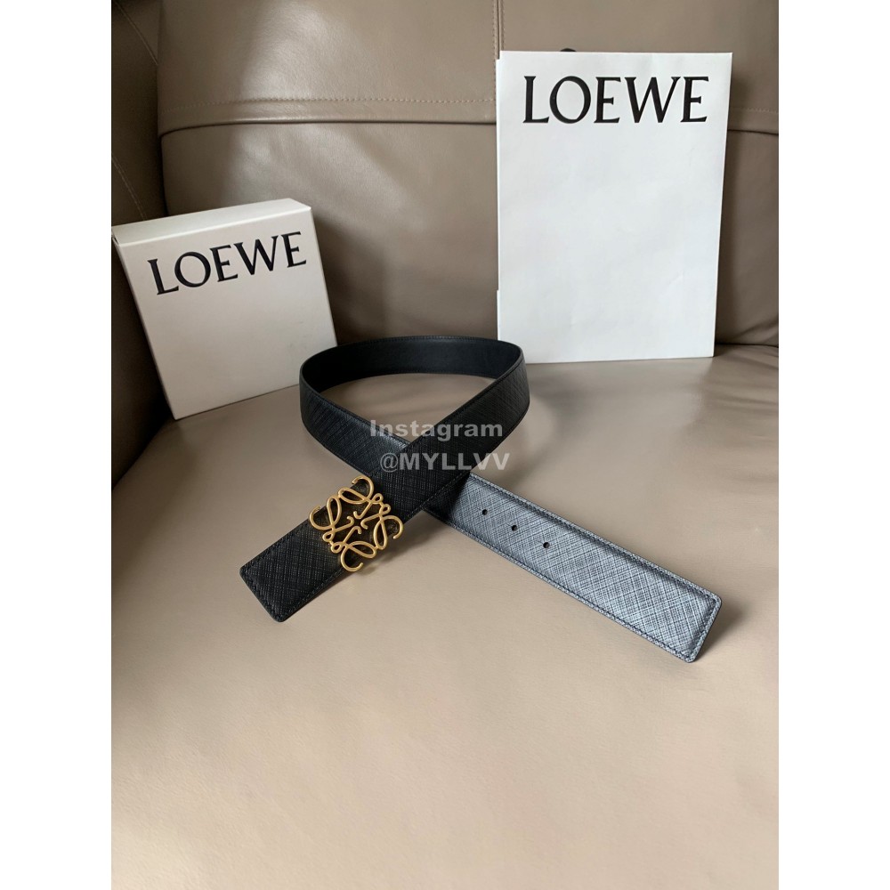 Loewe Calf Gold Anagram Buckle 40mm Leisure Belts Black