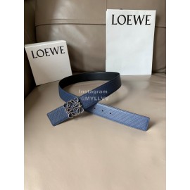 Loewe Calf Silver Anagram Buckle 40mm Leisure Belts Navy