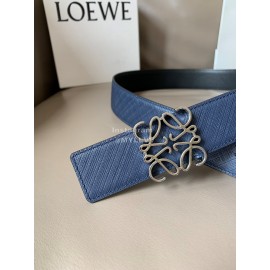 Loewe Calf Silver Anagram Buckle 40mm Leisure Belts Navy
