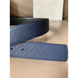 Loewe Calf Silver Anagram Buckle 40mm Leisure Belts Navy