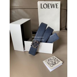 Loewe Calf Silver Anagram Buckle 40mm Leisure Belts Navy