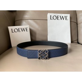 Loewe Calf Silver Anagram Buckle 40mm Leisure Belts Navy
