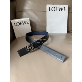 Loewe Calf Silver Anagram Buckle 40mm Leisure Belts Navy