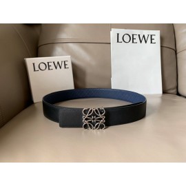 Loewe Calf Silver Anagram Buckle 40mm Leisure Belts Navy