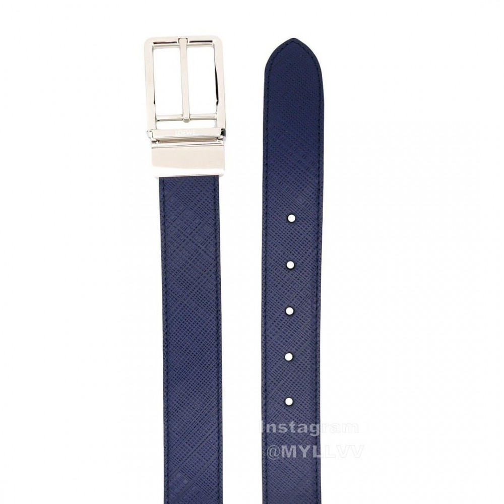 Loewe Soft Leather Pin Buckle 30mm Leisure Belts Navy