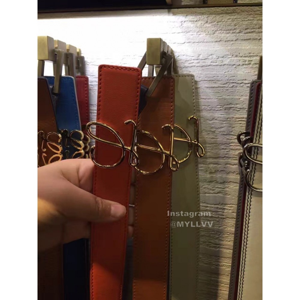 Loewe Soft Leather Gold Buckle 32mm Belts Orange